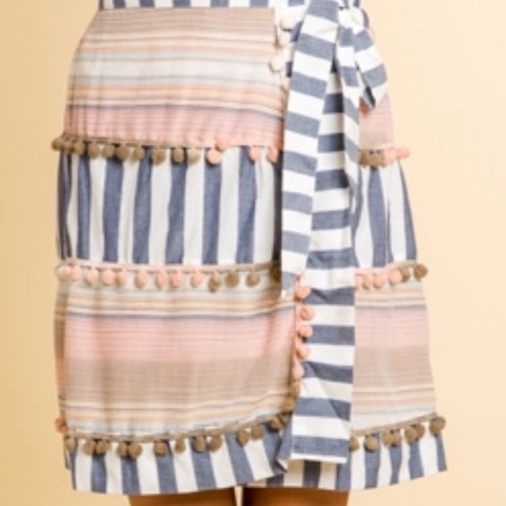 Pom Pom Striped Skirt - Picture 2 of 6